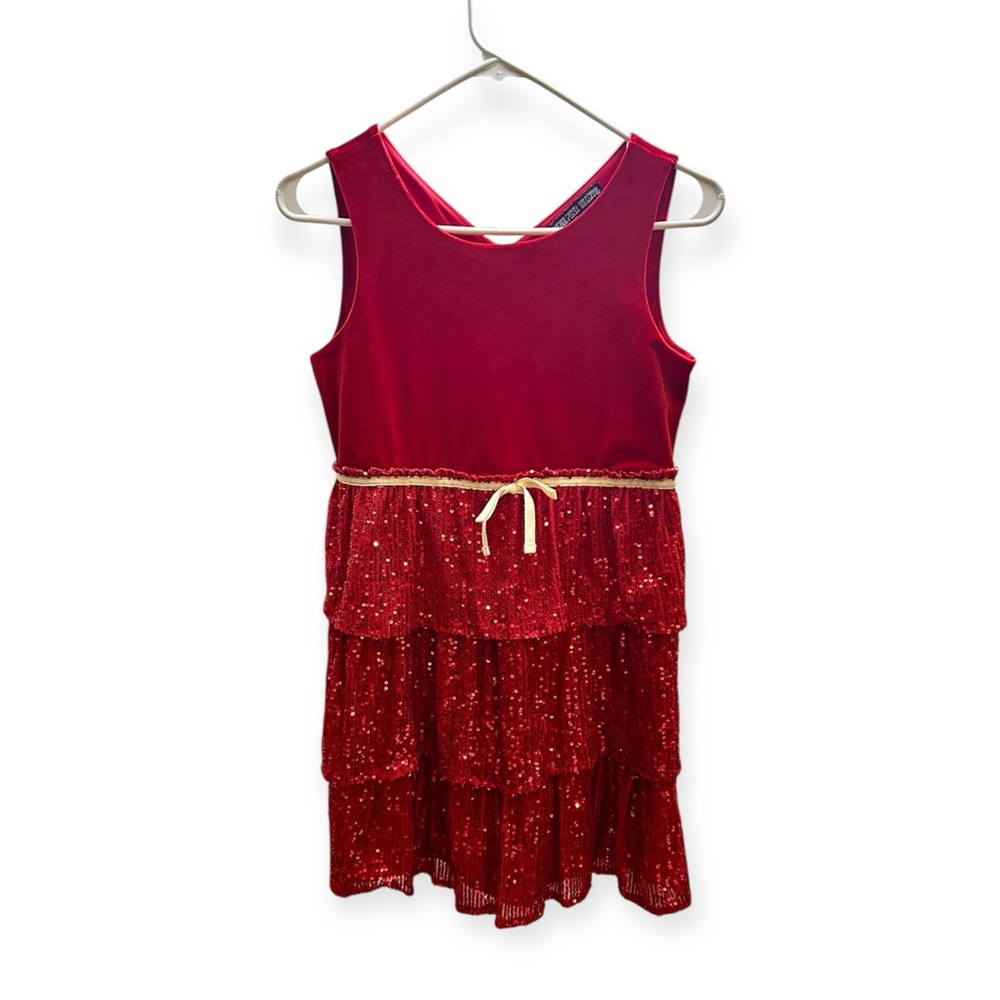 Three Hearts Red Sequin Kids Dance Dress